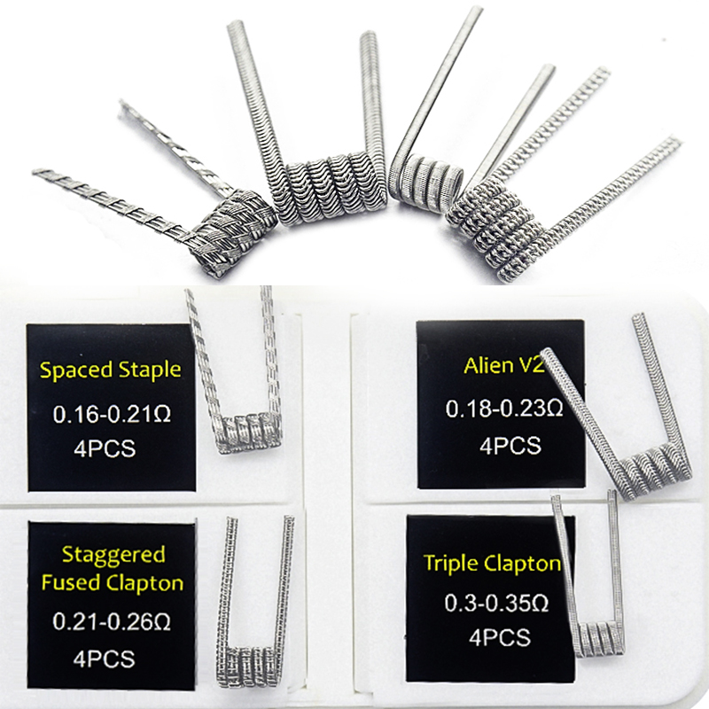 Clapton Wire Pre Built - 16 قطعة NI80 تنصهر كلابتون لفائف
